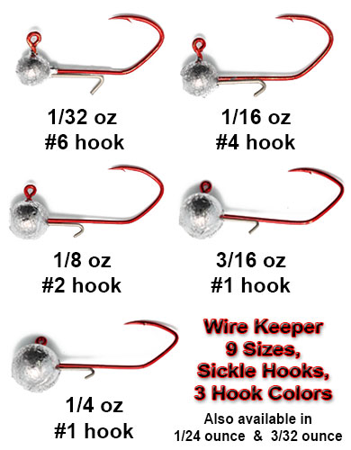 20 PC 2/0 HOOK Details about   NEW 1/16 OZ ROUND JIG HEADS WITH WIRE KEEPER 